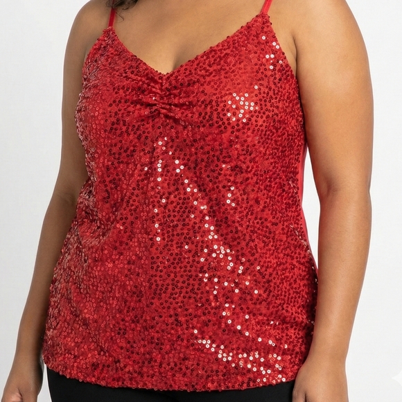 Lane Bryant Tops - Lane Bryant Red Sequin Cami Top 22/24 Sparkle Tank New Years Eve Holiday Party